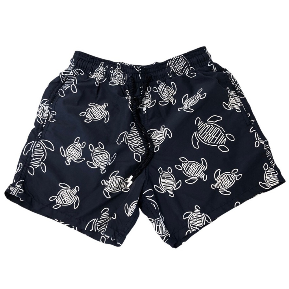 Vilebrequin Swim Trunks Mens Small Navy Blue Turtle Logo Moorea Beach Resort